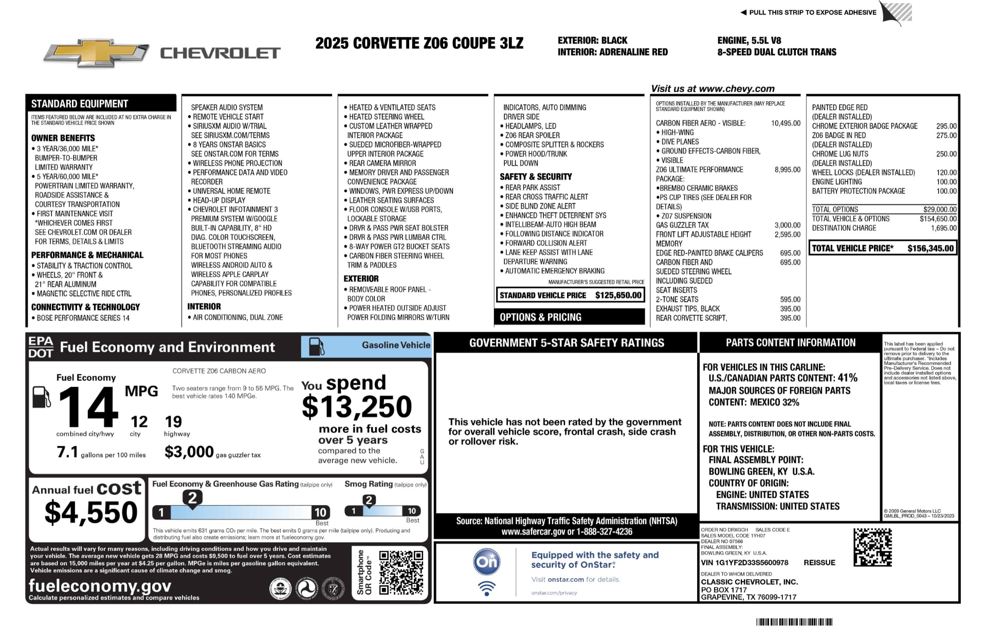 2025 Corvette Z06 -3LZ Package, Z06 Ultimate Performance Pack, Carbon Aero picture #12