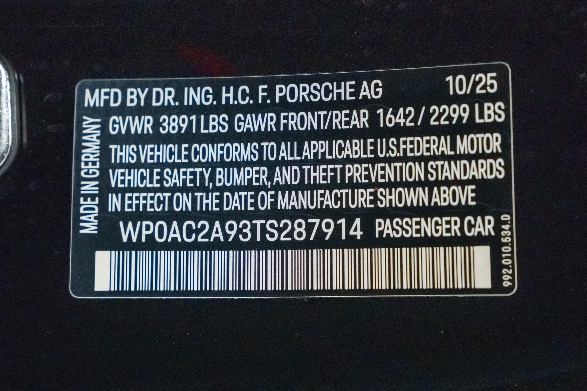 2026 911 GT3 -6 Speed Manual, Weissach Package, Low Miles picture #9