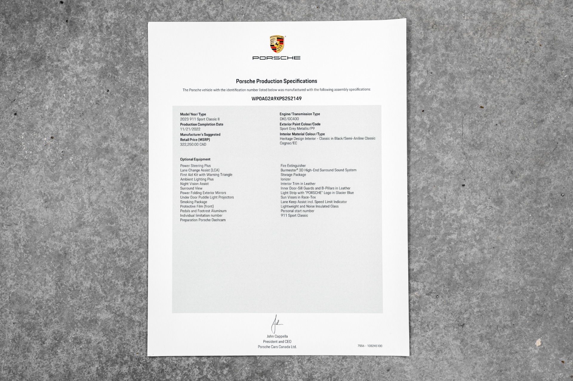 2023 911 Sport Classic -Low Miles, Extended Leather, 7 Speed Manual picture #14