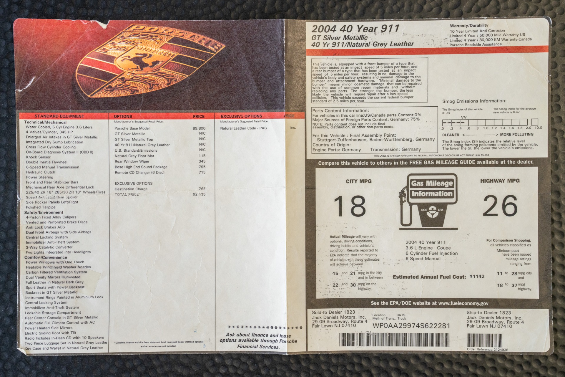 2004 911 Carrera 40th Anniversary Edition -Numbered Car, 6 Speed Manual picture #14