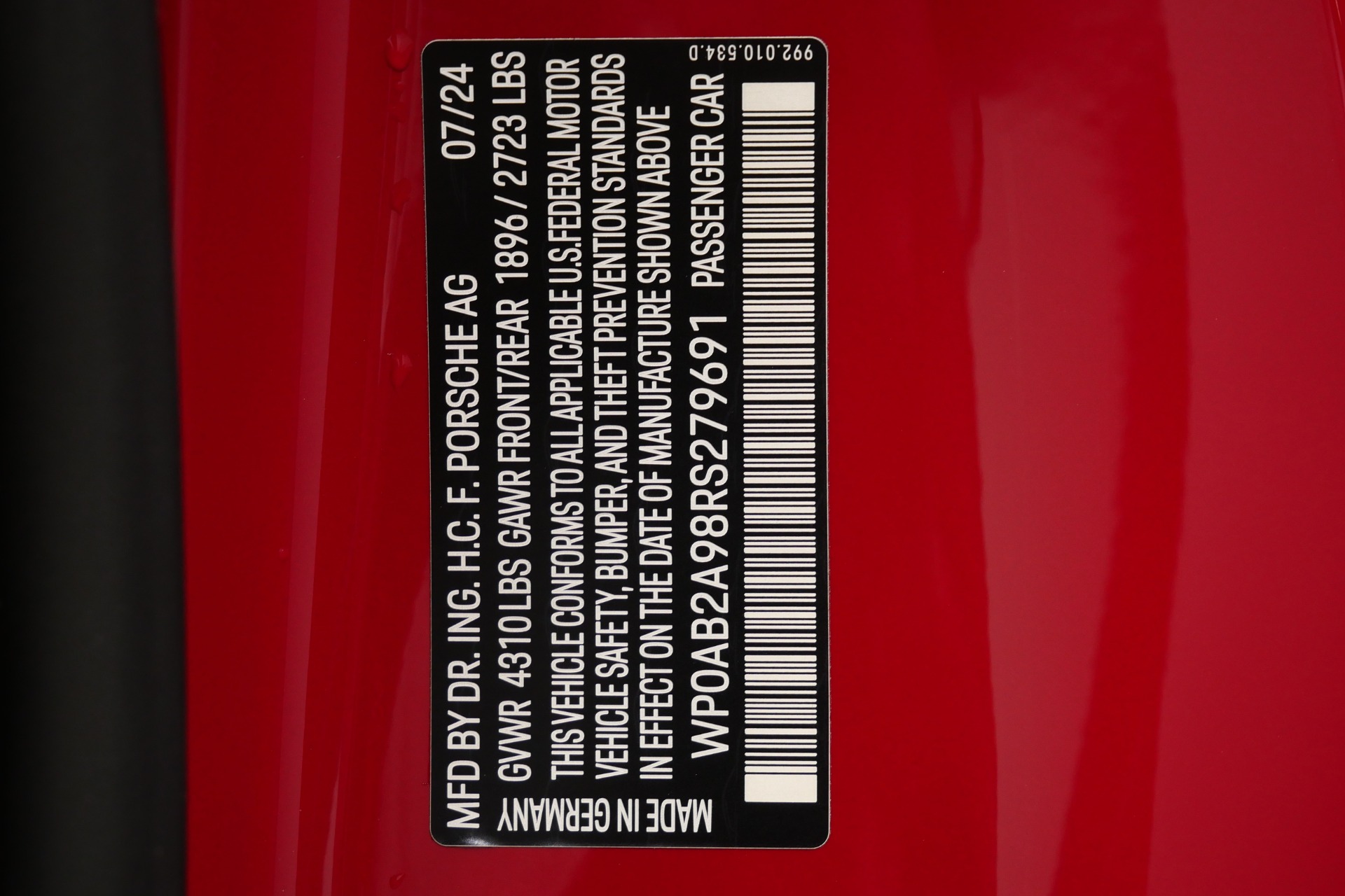 2024 911 Carrera S -7 Speed Manual, Slick Top, RS Spyder Wheels picture #10