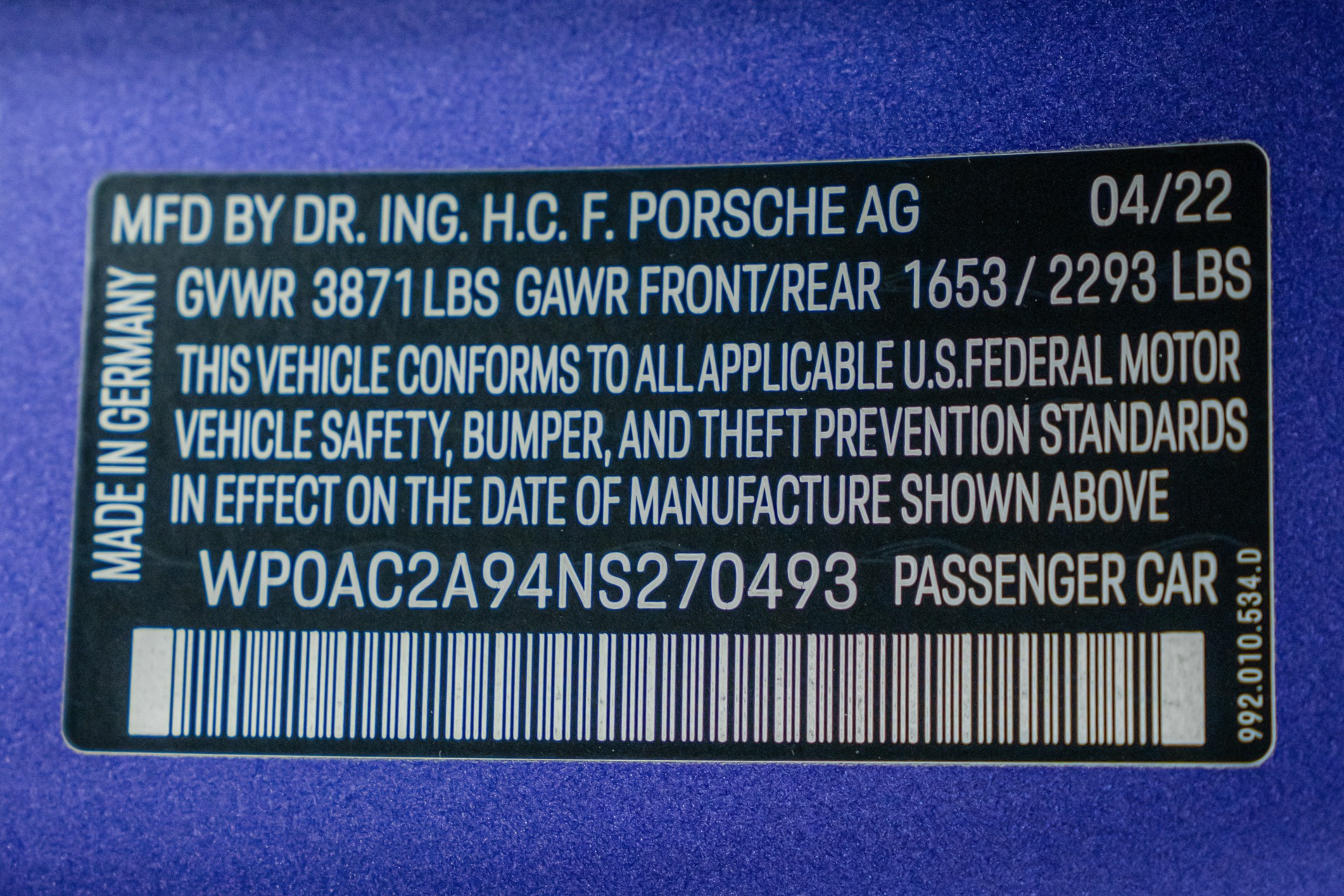 2022 911 GT3 Touring -Paint To Sample, Extremely Low Miles, PCCBS picture #10