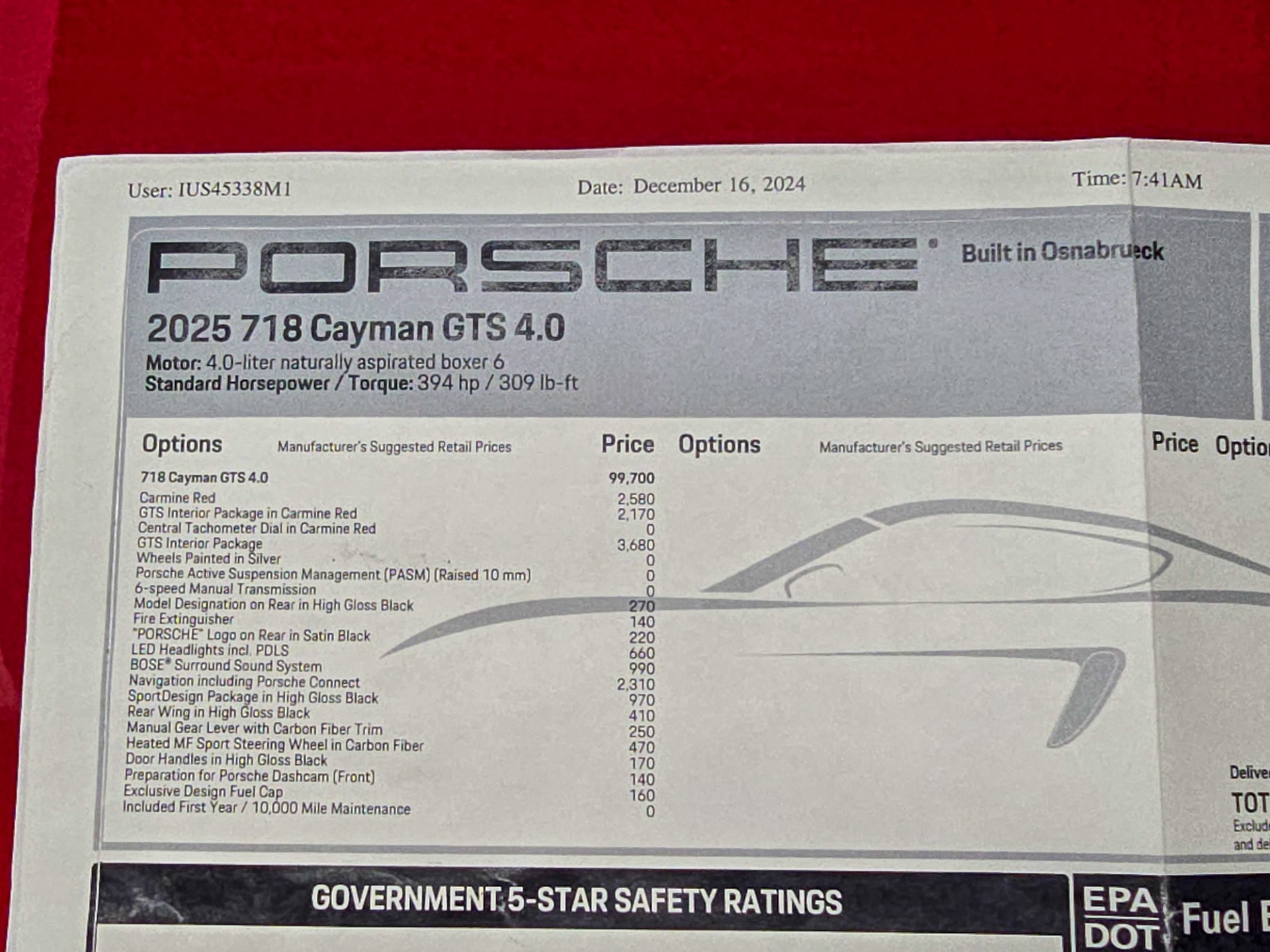 2025 718 Cayman GTS 4.0 -6 Speed Manual, SportDesign Package picture #14