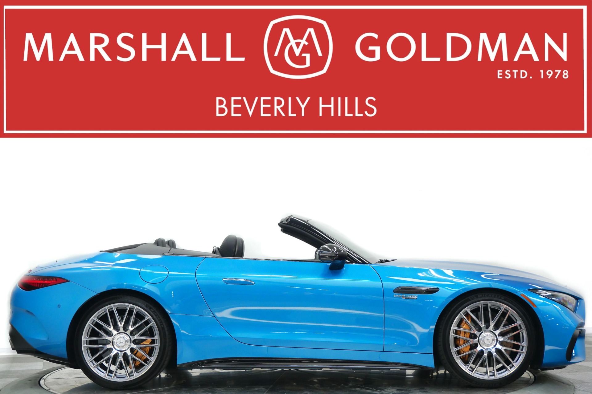 MANUFAKTUR Hyper Blue Metallic 2025 Mercedes-Benz SL-Class AMG SL 63 S E Performance 4MATIC Convertible All-Wheel Drive 9-Speed Automatic