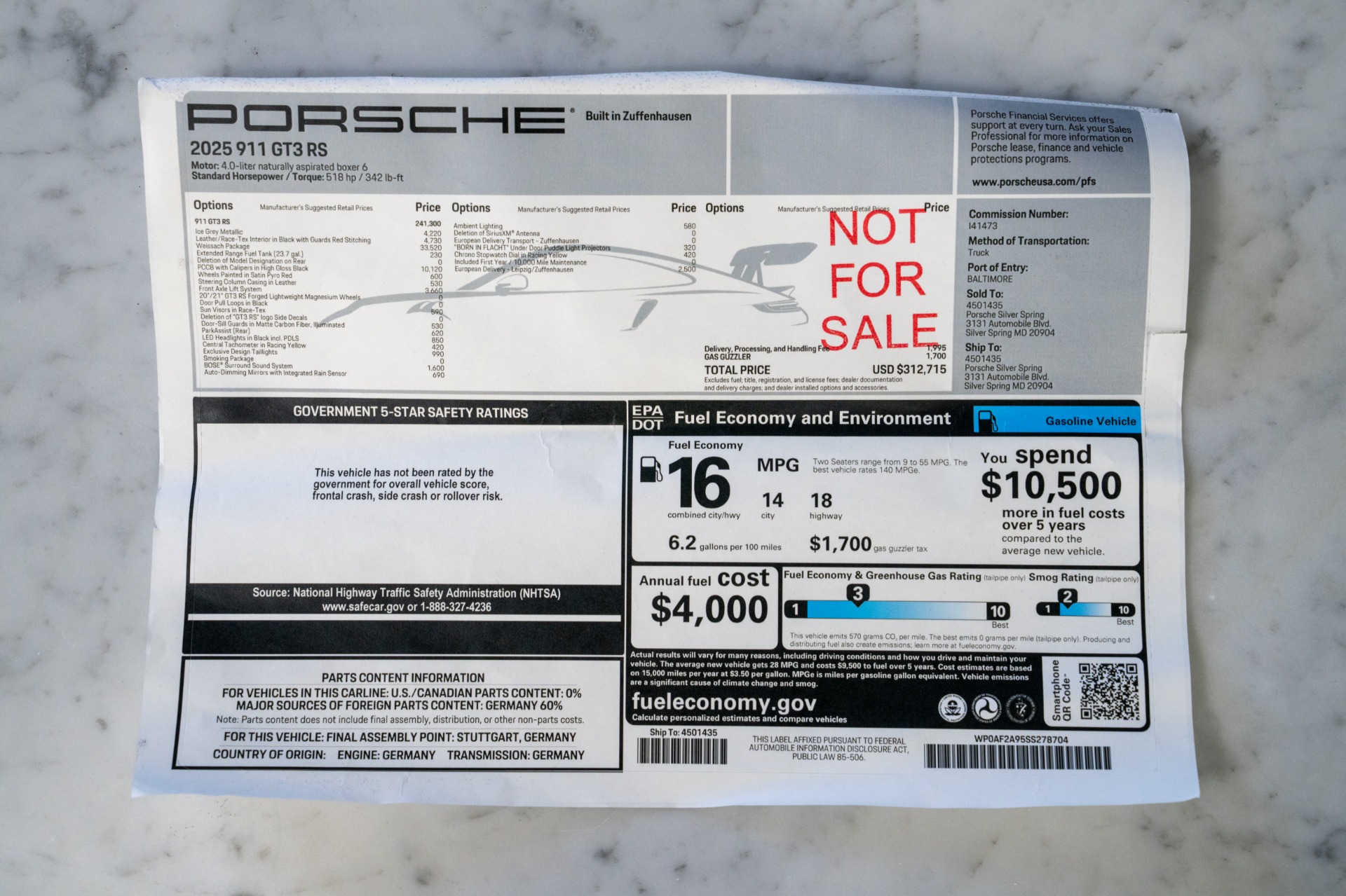 2025 911 GT3 RS -Weissach Package, Carbon Ceramic Brakes, Carbon Fiber Seats picture #21