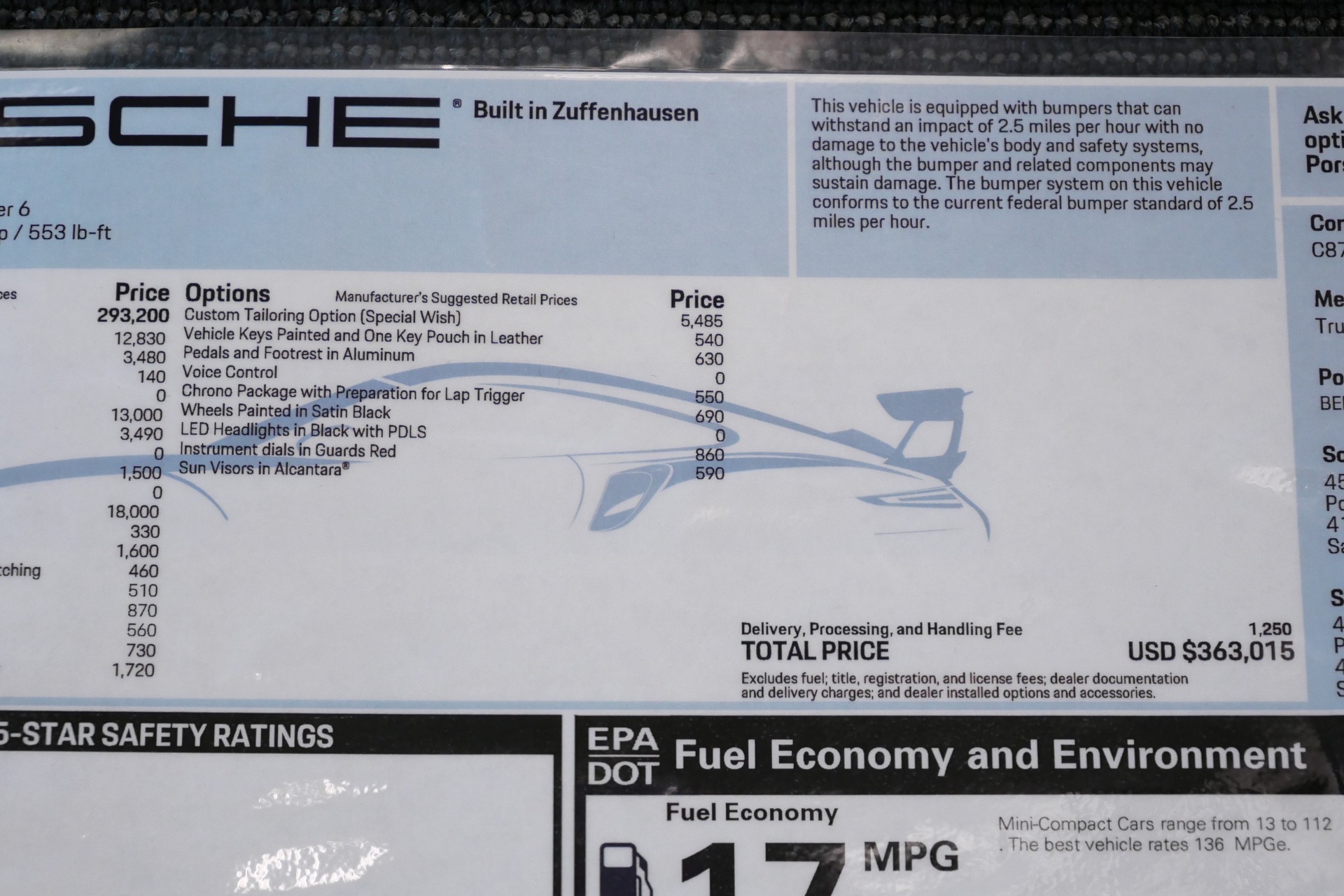 2019 911 GT2 RS -Paint To Sample, Weissach Package, CXX Options picture #22
