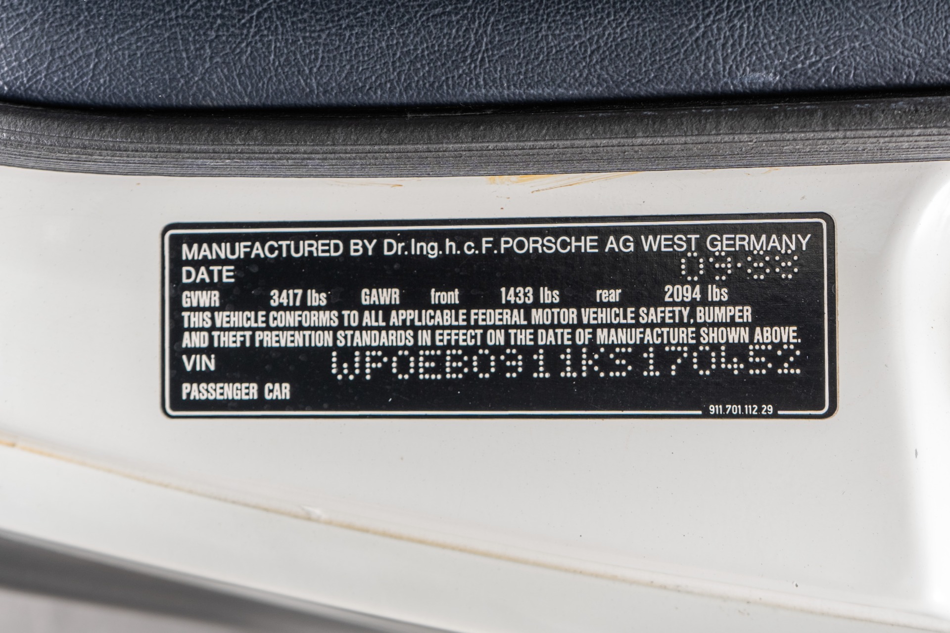 1989 911 Carrera Cabriolet -Very Low Miles, Final Year G Series Car, G50 Transmissio picture #16
