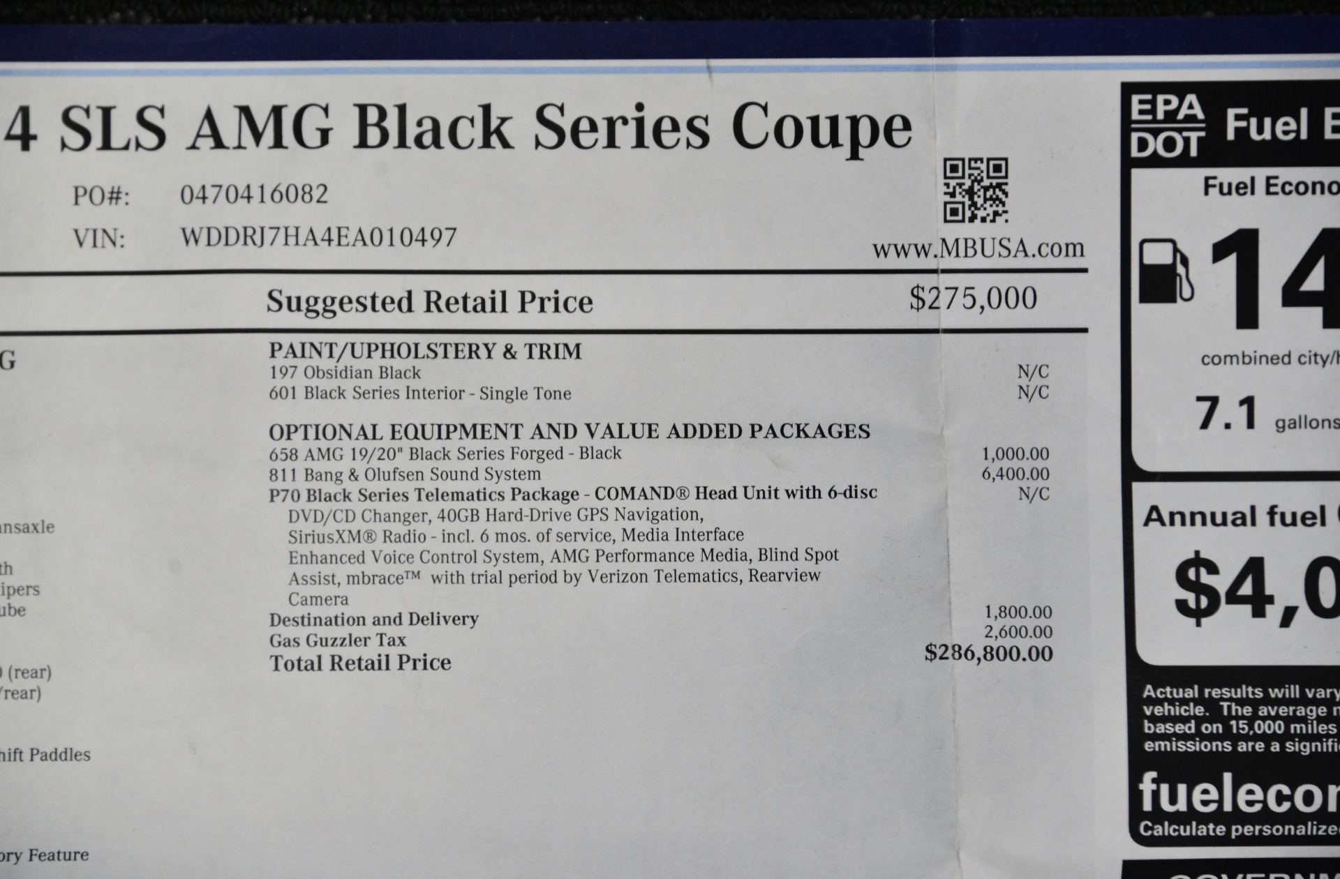 Used 2014 Mercedes-Benz SLS AMG Black Series For Sale (Sold 