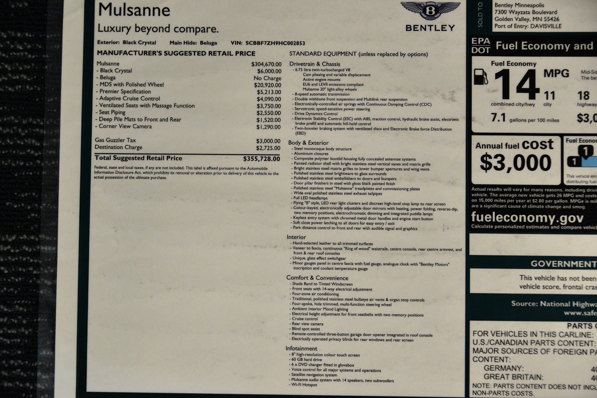 Used 17 Bentley Mulsanne For Sale Sold Marshall Goldman Motor Sales Stock mascc