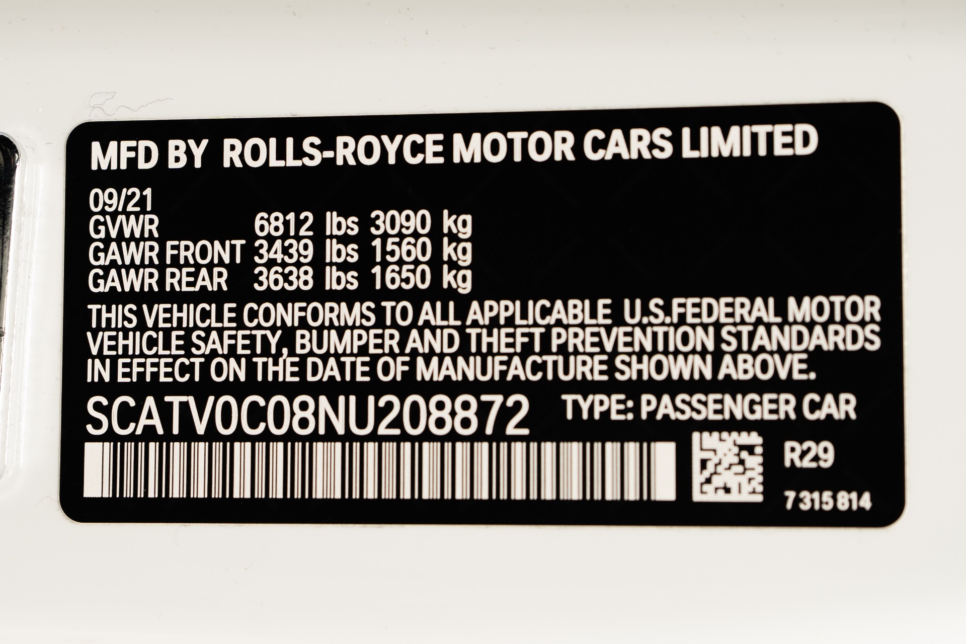 Federal certification label